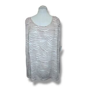 EVRI Women’s Sleeveless Sling Tank Animal Print Blouse, Mauve, size 3X